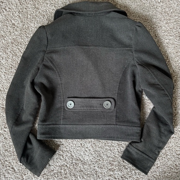 See Thru Soul Women’s Grey Cropped Pea Coat - Size Large - Picture 9 of 11